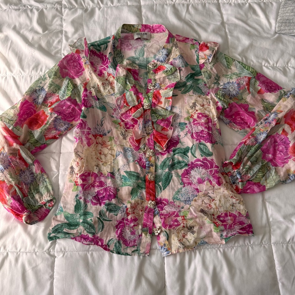 Dream Catcher Mix Floral Ruffle Blouse